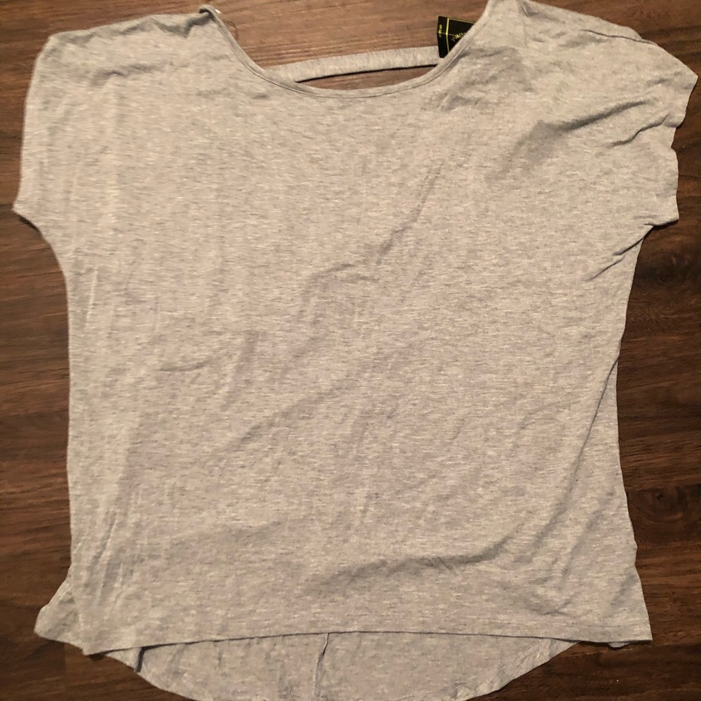 Cross-back Gray Tee, NEW WITH TAGS.